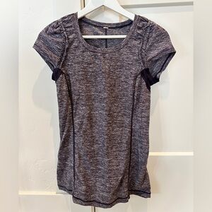 Lululemon purple heathered short sleeve top with ruffle detail